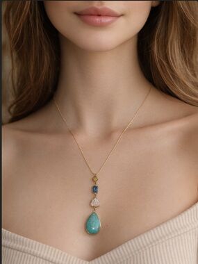 NWT LOFT Adjustable Statement Necklace Colored Stones Summer Vacation Spring